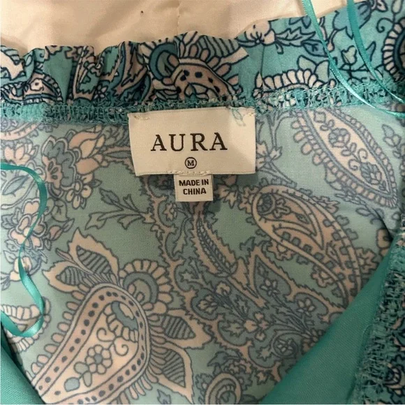 ❤️ Aura Turquoise Paisley Floral Modest Beautiful Long Sleeve Dress Blue Green - Picture 5 of 8